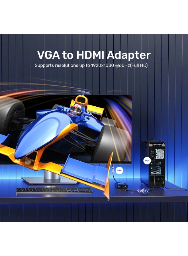 يوني تيك VGA to HDMI Adapter with Audio & USB Power – 1080p@60Hz, Plug & Play, Uni-Directional VGA to HDMI Converter for PC, Laptop, TV & Monitor - Image 4